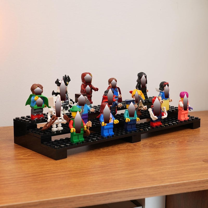 popbricks Store Brick Minifigure Display Stand – 3-Tier Display Case for Lego Minifigures – Holds 35 Figures – Black Organizer Shelf for Collectors | Great Gift for Minifigure Lovers - Image 2